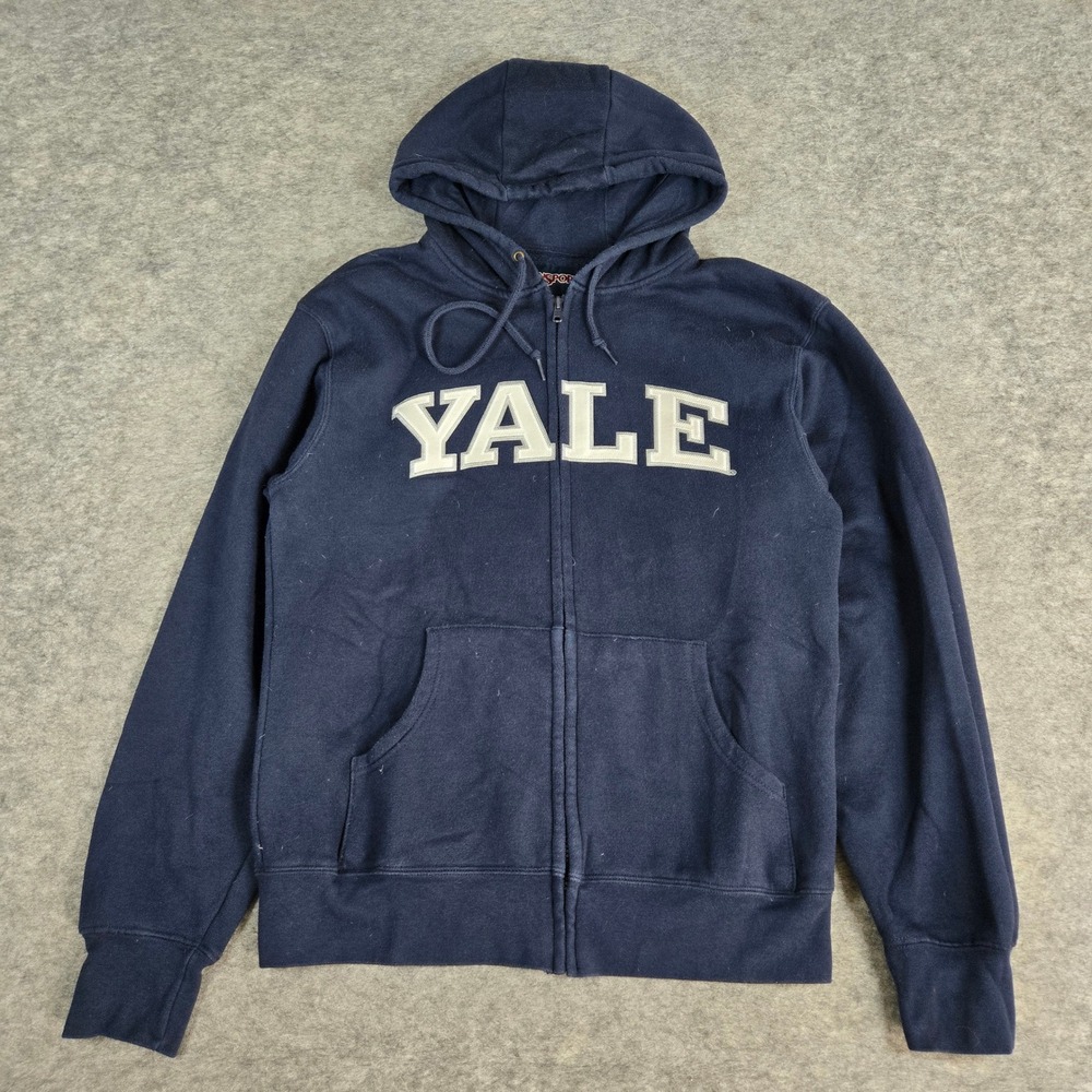 Y2K JanSport Mens Navy Yale University Collegiate Full Zip Hoodie Small